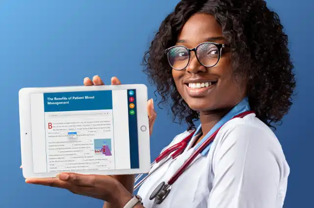 medical professional holding a tablet