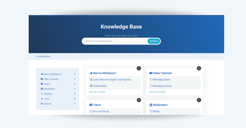 Klik2learn Launches New Knowledge Base